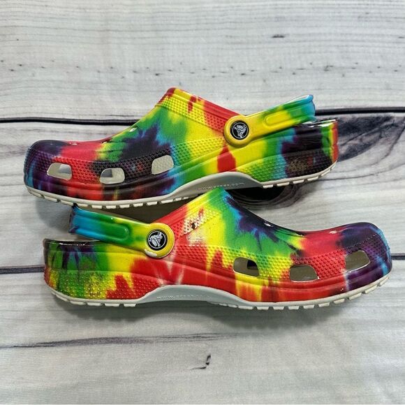 Crocs Classic Adult Rainbow Tye Dye Clogs Sandals Women Size 11 Men Size 9 - Picture 9 of 9